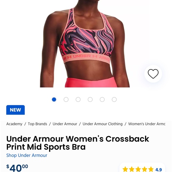Under Armour Women's Crossback Print Mid Sports Bra - Picture 3 of 8